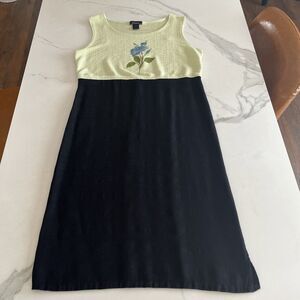 Women's Dress T & COMPANY Black, Green Sheath Sleeveless Round Neck Stretch Sz 6